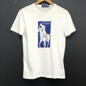 □美品□POLO RALPH LAUREN 半袖Tシャツ S(170/92A) 白 ポロラルフローレン メンズ 綿100％ プリント 複数落札同梱OK B240301-5●