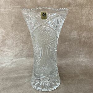 ADERIA CRYSTAL 日本製 花瓶 フラワーベース ガラス製 アデリアクリスタル 花びん シンプル 保管品 美品 クリスタルガラス