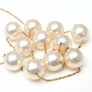 ◆K18 アコヤ本真珠ステーションネックレス◆M 約6.1g 約45.0cm 7.0mm珠 パール pearl necklace EA0/EA0