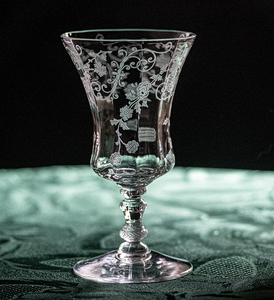 1933年～ ケンブリッジグラス イレーヌ フラワー エッチング クリスタル ゴブレット シャンパングラス 酒 バーグラス アンティーク