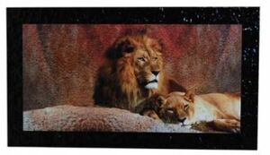 イタリア輸入　雄々しいライオンの額絵ブラック枠　バロック調ゴシック調ブラック枠ライオンの絵