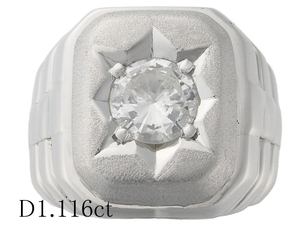 印台 1Pダイヤモンド/1.116ct リング Pt900 15号