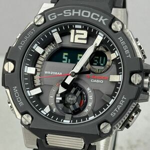 極美品 箱説タグ付G-SHOCK GST-B300-1A GスチールG-STEEL タフソーラー Bluetooth搭載モバイルリンク アナデジ ブラック 反転液晶 ブラック