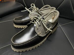 使用感少 Timberland ティンバーランド A13V2 7W≒25cm レザーシューズ デッキシューズ 3アイ Uチップ モカシン ブラック