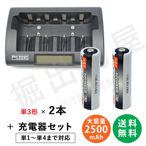 単3 充電式電池 2本セット 充電回数約500回 ＋ 充電器 充電池 単1 単2 単3 単4 6P形 対応 RM-39 エネループ 対応 コード 05208x2-05291
