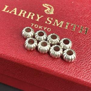 c86 極美品【ラリースミス】LARRY SMITH SHELL BEAD シェルビーズ 8個 silver シルバー カスタムパーツ ナバホ フェザー チェーン メタル