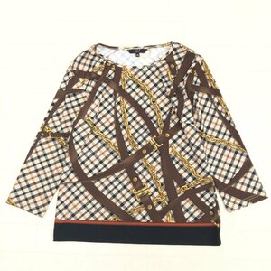 美品 DAKS ダックス 総柄 カットソー 40(L) 日本製 ロンT Tシャツ 国内正規品 レディース 女性用 三共生興