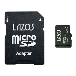 【20個セット】 Lazos microSDXCメモリーカード 512GB UHS-I U3 CLASS10 紙パッケージ L-B512MSD10-U3X20