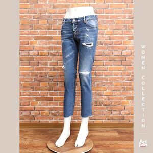 1円/春夏/DSQUARED2/IT38サイズ/S73LA0256 デニムパンツ JENNIFER CROPPED JEAN イタリア製 ディースクエアード 新品/青/ブルー/iy320/