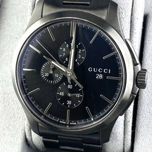 【1円〜】GUCCI グッチ 腕時計 メンズ 126.2 G-TIMELESS Gタイムレス クロノグラフ ブラック文字盤 ラウンドフェイス デイト 可動品