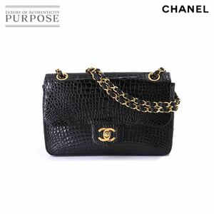 シャネル CHANEL クロコダイル チェーン ショルダー バッグ レザー ブラック ゴールド 金具 ヴィンテージ ココマーク 90185647