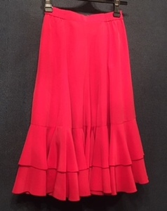 社交ダンス　スカート　size/ M　ルビーレッド　赤ピンク　フリル　S-M　U:NA　日本製