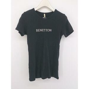 ◇ BENETTON ベネトン クルーネック タイト 半袖 Tシャツ カットソー サイズS ブラック レディース P