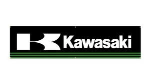 カワサキ 川崎 KAWASAKI ⑦ 日 旗 壁の装飾 のれん 垂れ幕 タペストリー 6箇所止め輪 旗バナー ガレージ フラッグ 45cm × 180cm