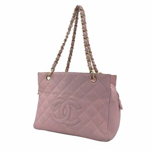 【中古】 CHANEL シャネル マトラッセ チェーントート キャビアスキン キルティング ピンク ショルダー バッグ 23044343 AO