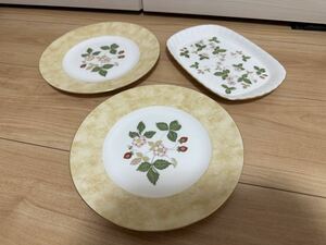 WEDGWOOD WILD STRAWBERRY ウェッジウッド ワイルドストロベリー プレート ケーキ皿 食器 3枚セット