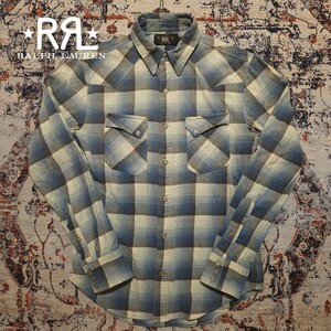 【名作】 RRL Ombre Plaid Western Shirt 【S】 オンブレプレイド ウエスタン シャツ チェック コンチョ ジョニー・デップ Ralph Lauren