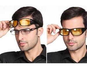 ◆送料220円◆眼鏡の上からかけられるサングラス◆イエロー(黄色)