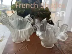 フランス　アンティーク　花びらが美しい　ランプシェード　２個セット