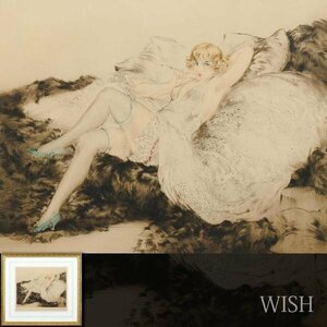 【真作】【WISH】ルイ・イカール Louis Icart「Sur le Divan」銅版画 8号大 直筆サイン ◆美人 　　〇フランス美人画巨匠 #24032361