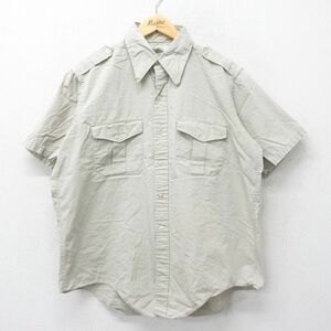 XL/古着 エルエルビーン LLBEAN 半袖 ビンテージ ワーク シャツ メンズ 70s ベージュ カーキ spe 23aug22 中古 トップス