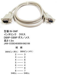 インターリンククロスケーブル(DB9Pin/オス⇔メス)/1.5m(R2-IN-9MF)