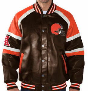 新品 NFL BROWNS ブラウンズ フェイク革ジャンパー Ｍ　