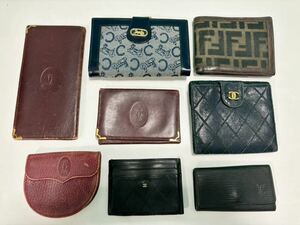 ブランド財布 カード入れ キーケース ジャンク品 ８点セット CHANEL Cartier FENDI セリーヌ LOUISVUITTON 