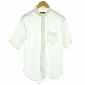 ハバーサック HAVERSACK シャツ タブカラー 半袖 麻 リネン M 白 ホワイト /YT メンズ