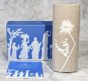 ★未使用保管品★WEDGWOOD/ウェッジウッド ジャスパー フラワーベース 花瓶 ベージュ系 英国製★箱あり ウェッジウッドショップ