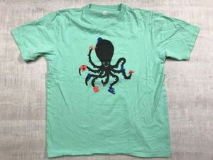 グラニフ Design Tshirts Store graniph ストリート タコ オクトパス ユニーク イラスト 半袖Tシャツ メンズ 綿100% L ミントグリーン