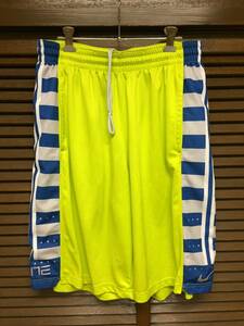 Nike elite fanatical basketball shorts 蛍光緑/青/白/グレー L USED ポケット付きバスパン