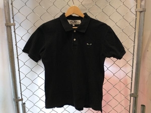 COMME des GARCONS PLAY HEART LOGO POLO SHIRT BLACK コムデギャルソン ハートロゴ ブラック 半袖ポロシャツ サイズS 店舗受取可