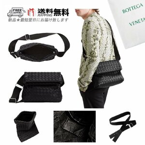 K593.. BOTTEGA VENETA ボッテガ ヴェネタ メッセンジャー バッグ BAG イントレ イタリア製 ★ 8803 ブラック