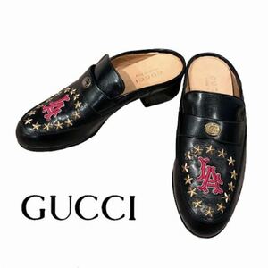 【新品】GUCCI グッチ LA エンジェルス パッチ スター 星 ローファー モカシン ブラック 黒 シューズ 靴 メンズ