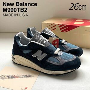 新品 米国製 New Balance ニューバランス M990TB2 スニーカー スエード 26㎝ ネイビー MADE IN USA M990 US8 メンズ アメリカ製 送料無料