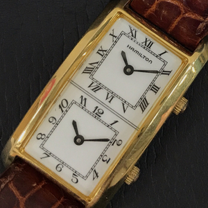 ハミルトン 6274 ダブルフェイス クォーツ 腕時計 未稼働品 ホワイト文字盤 純正ベルト HAMILTON QR054-162
