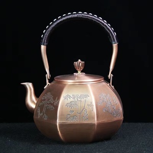 古風 銅瓶 /やかん /茶道具/ 銅びん/職業手作り師/大容量/紫銅/煎茶道具