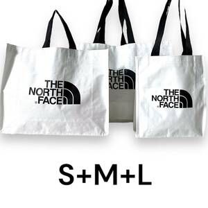 【S+M+L】新品 ノースフェイス ショッピングバッグ トートバッグ THE NORTH FACE ショッパー バッグ 白 エコバッグ S+M+L 3点セット ◆R-M