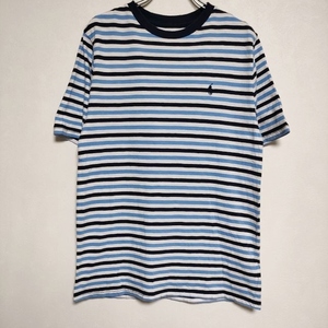 POLO RALPH LAUREN ボーダー L 14-16 160/80 Ｔシャツ カットソー ブルー ホワイト ポロ・ラルフローレン 3-0622S 217104