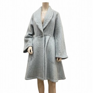 Q極美品★クリスチャンディオール*Christian Dior★モヘヤ(56%)混★くすみ水色系★ショールカラー★たっぷり女優フレアーコート★9号(M)/冬