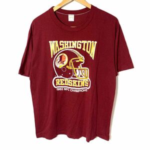 ■80s 80年代ビンテージ USA製 sportswear NFL WASHINGTON REDSKINS ワシントン レッドスキンズ ロゴプリント 半袖Tシャツ 古着 アメカジ■