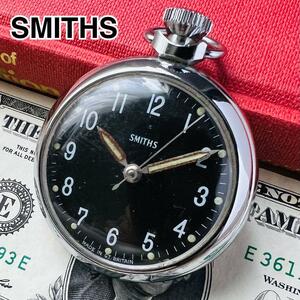 訳あり ジャンク SMITHS スミス 懐中時計 ブラック 動作不可 イギリス 手巻き 銀 英国 アンティーク ケース径50㎜ ブリタニア ビンテージ