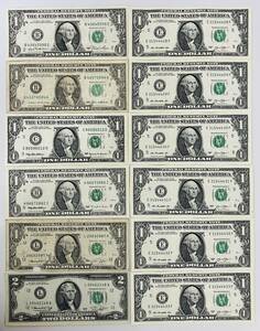 ★　外国紙幣　★　アメリカ　ドル紙幣　★　おまとめ12枚（合計13ドル分）連番紙幣あり　★