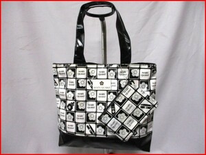 MARY QUANT/マリークワント◇トートバッグ　フラットポーチ付　コーティング生地　訳有　W36cm