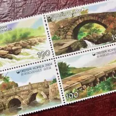 52054セール現品限り　外国切手未使用　韓国発行石橋4種田型揃