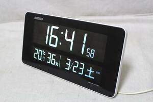 ⑨SEIKOセイコー◆DL208W◆電波クロック◆デジタル時計/置時計/掛け時計◆ホワイト系◆サイズ約W26×H13×D2㎝◆動作確認OK