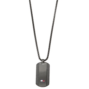 トミーヒルフィガー Tommy Hilfiger 2790424 ドックタグ ロゴ プレート ネックレス ペンダント ブラック メンズ アクセサリー