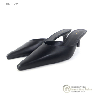 ザ・ロウ （The Row） ポインテッドトゥ レザー ミュール キトゥンヒール サンダル シューズ 靴 F1428 ＃38 ブラック（新品）