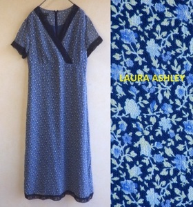 ●LAURA ASHLEYローラアシュレイ花柄シルクワンピース11●ロングレース付き